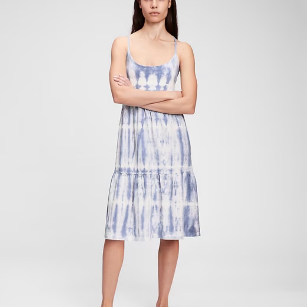 Michael Kors Size L Blue Tie-Dye Sleeveless Dress